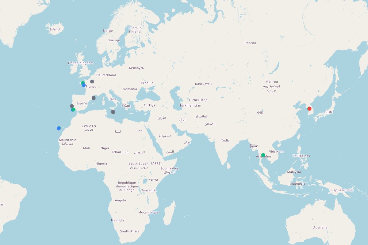 Travel map showing 97 places in Global Boutique Stays & Culinary Journeys: The Golden Mount Temple, Talat Noi, Ari