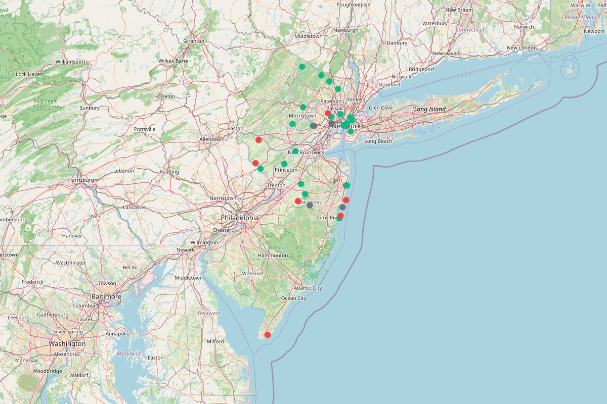 Travel map of New Jersey and New York City spring activities, featuring 42 curated places by @brown.eyed.flower.child.