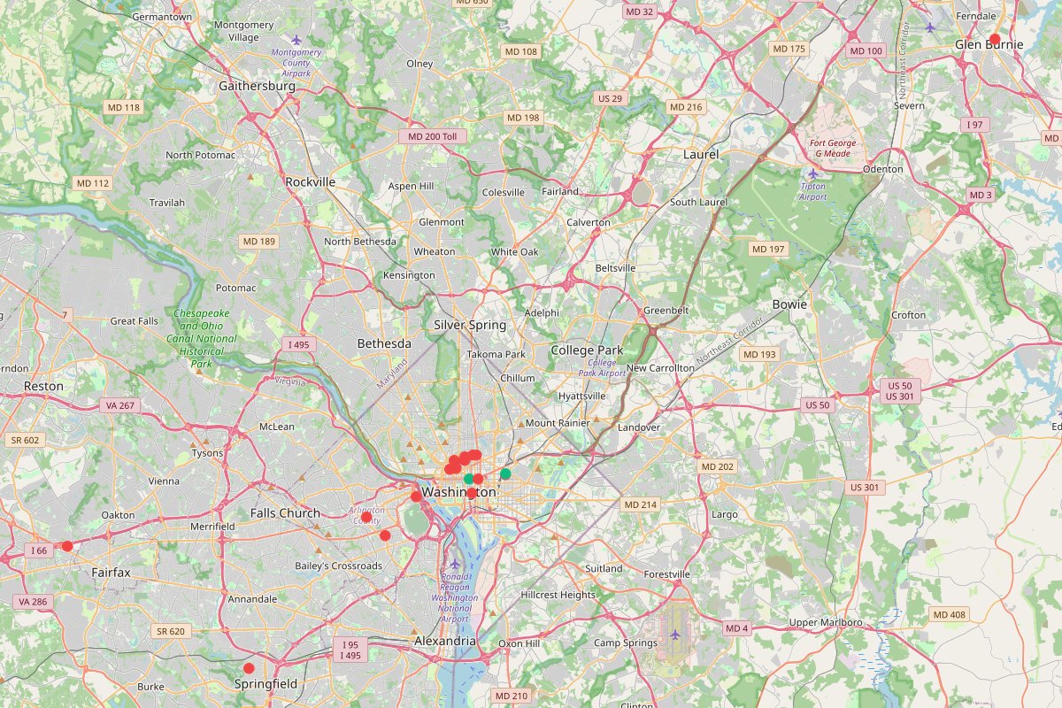 Travel map of Washington DC restaurants and nightlife, featuring 20 places curated by @districtfoodiedaddy across the DMV