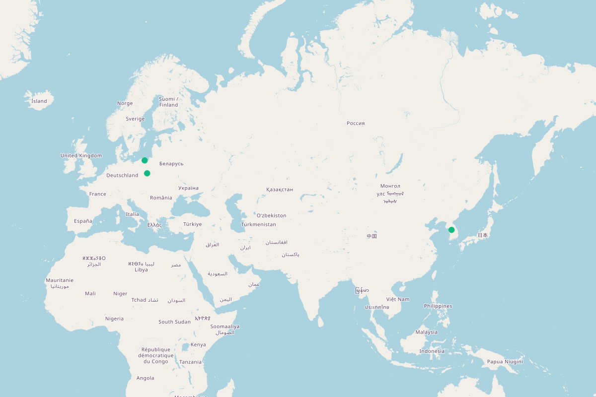 Travel map of global attractions, including a Seoul baseball stadium and Poland theme park, curated by @officialgiramata_