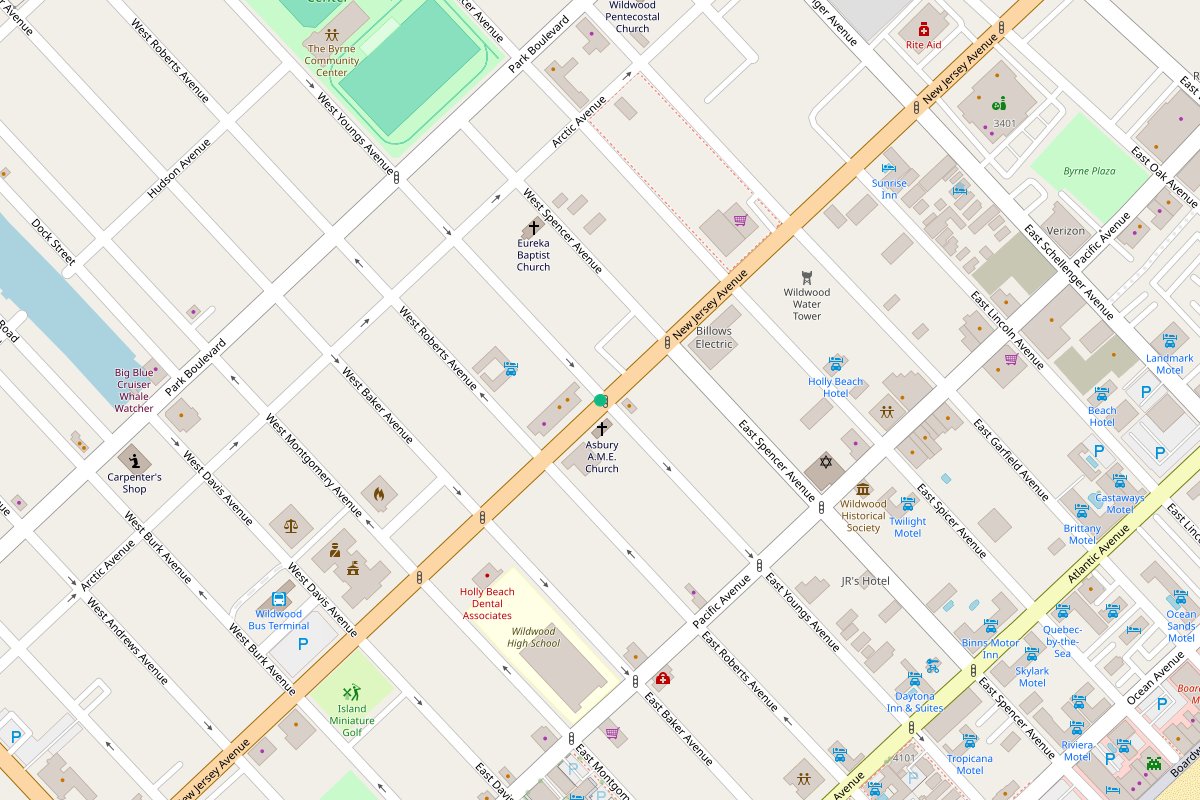 Travel map of Wildwood, New Jersey beach activities and boardwalk scene, featuring 1 place curated by @tess_santarsiero_.